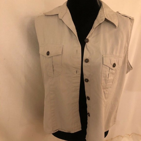 WHITE STAG TAN/BEIGE BUTTON FRONT VEST LARGE-EUC - Picture 1 of 8